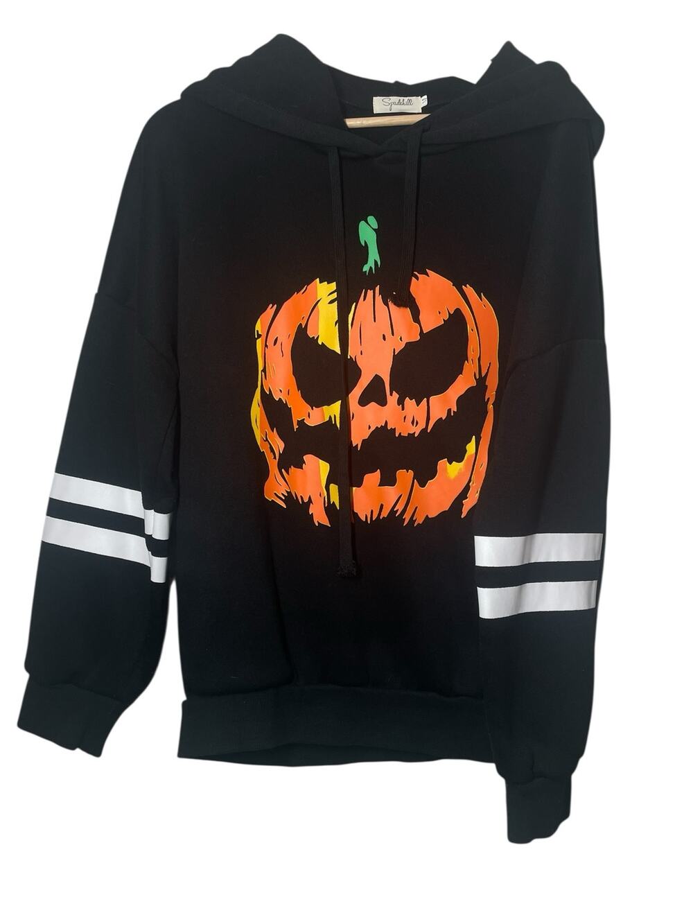 Spadehill Womens Halloween Sweatshirt Hoodie Size Medium October Black Pumpkin